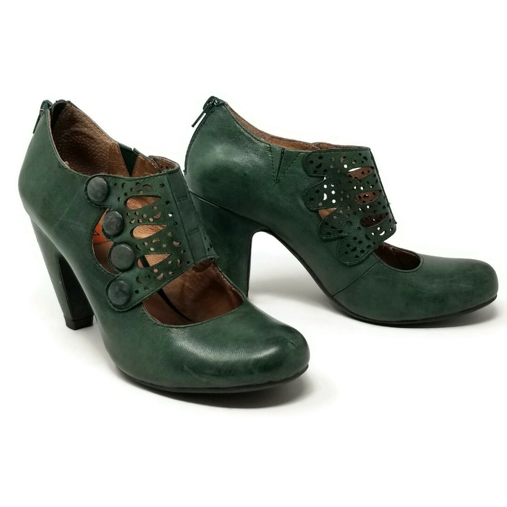 Miz Mooz Forest Green Cutout Mary Jane Heels